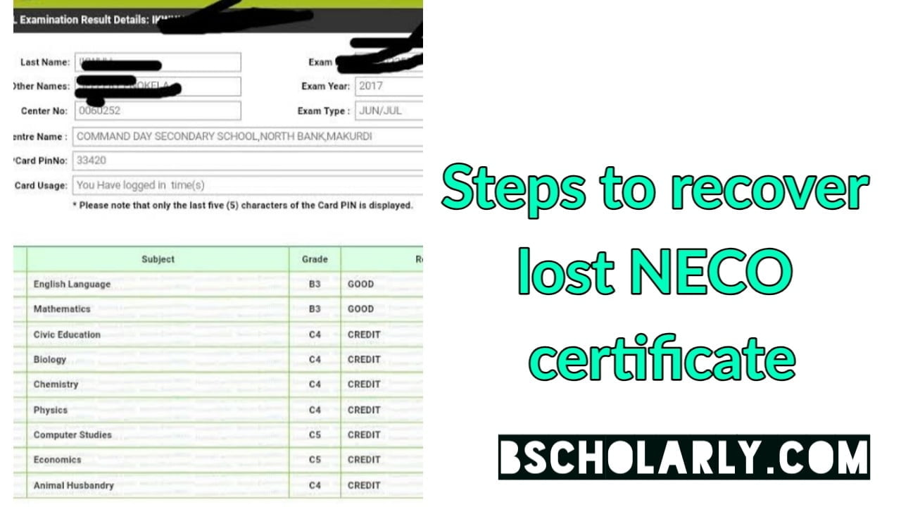 how to recover lost NECO result_certificate