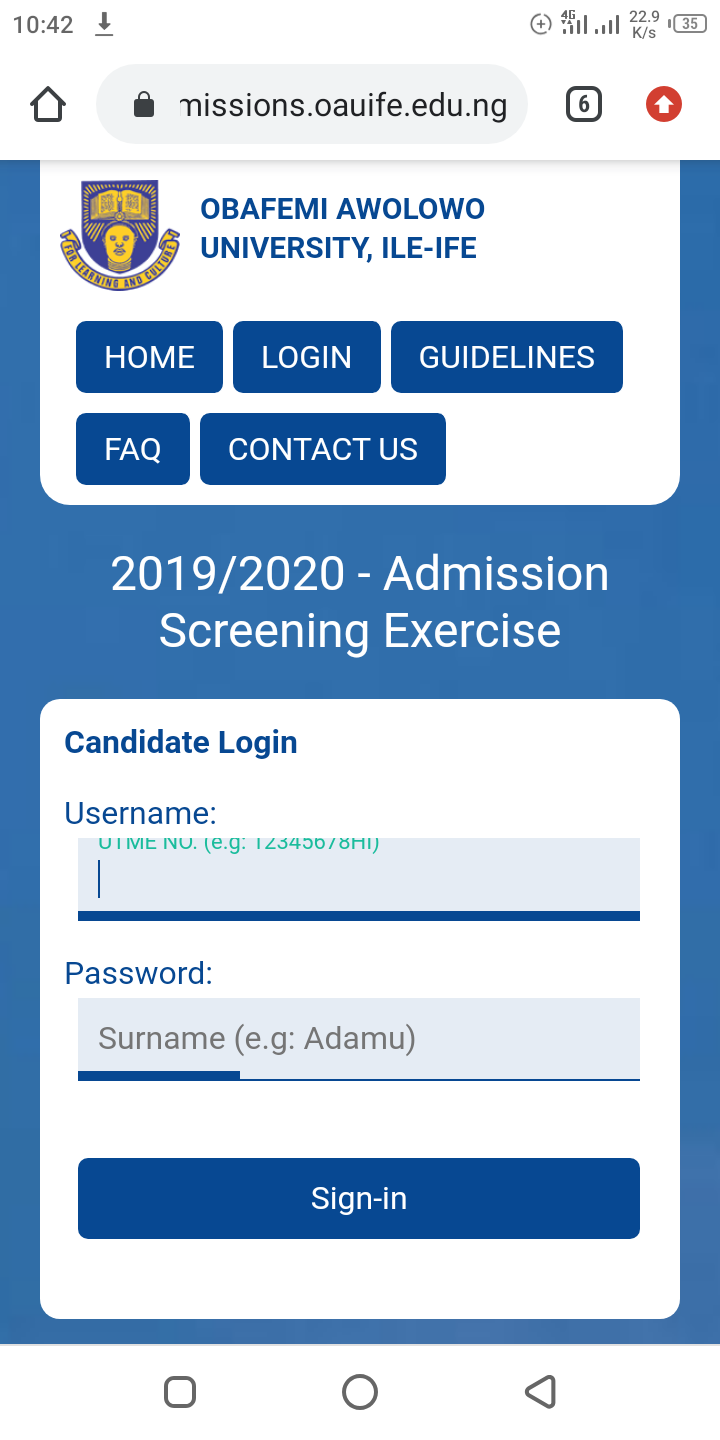 OAU Post UTME Form for 2020/2021 Session: How to Apply